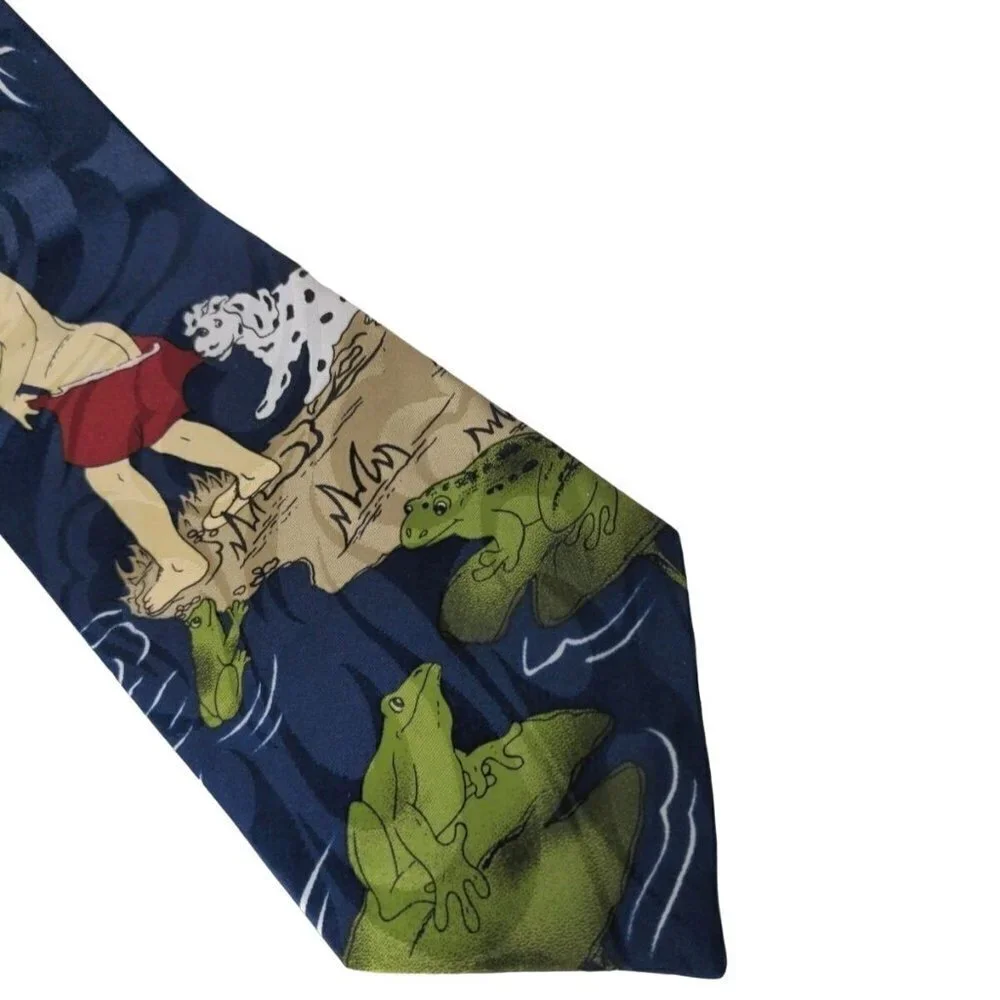 Dimoda Boy Puppy Dog Frogs Novelty Tie - Picture 3 of 6